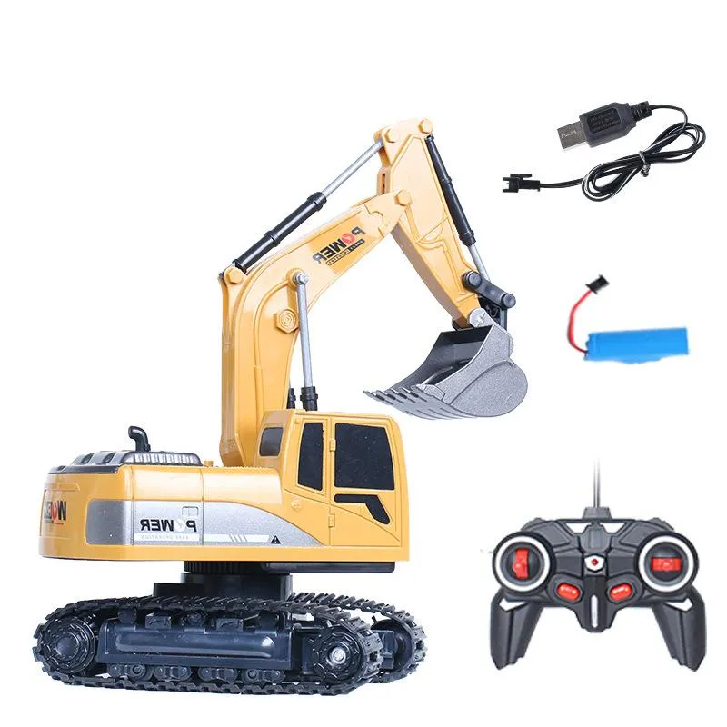 XZS RC stop aluminiowy Digger Diecast Model Zabawka, 2.4g 6 kanałów, jeden przycisk demonstracja, z światłami, skali 1:24, Xmas Kid Urodziny prezent