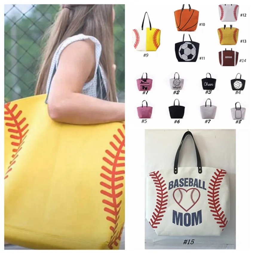 15 stijlen canvas tas honkbal draagtas sporttassen casual softbal tas voetbal voetbal basketbal katoen canvas tas zza1679