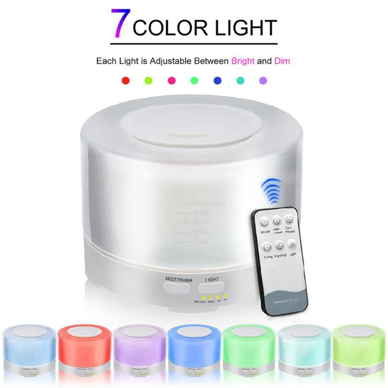 Newest 700ml Air Humidifier Ultrasonic Oil Diffuser Aroma Essential Oil RGB 7 Color LED Night light Cool Mist Purifier Humidificador