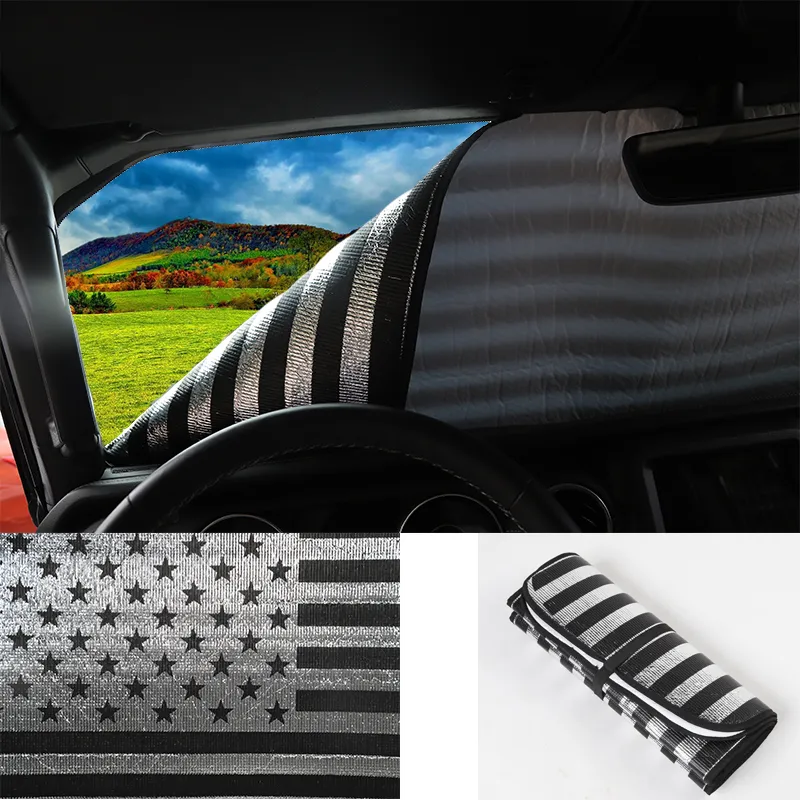 American Flag Car Sun Visor fur Jeep Wrangler JL 2024 Vordere Windschutzscheibe Sunchade Visiermatte