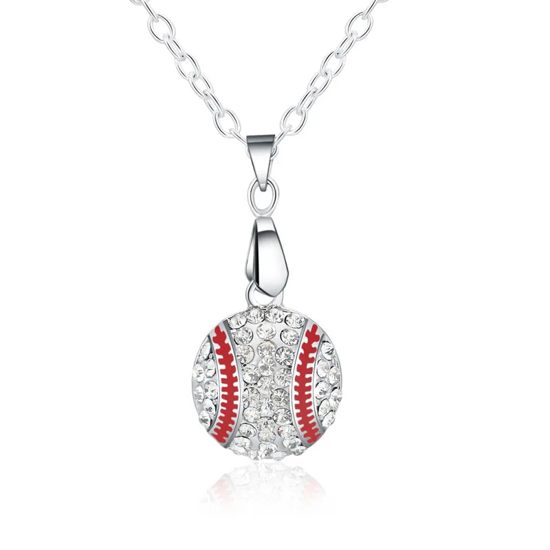 Modedesigner Baseball Anhänger Halsketten Strass Edelstahl Kette Halsketten Einfacher Sport Stil Schmuck Geschenke für Männer Frauen