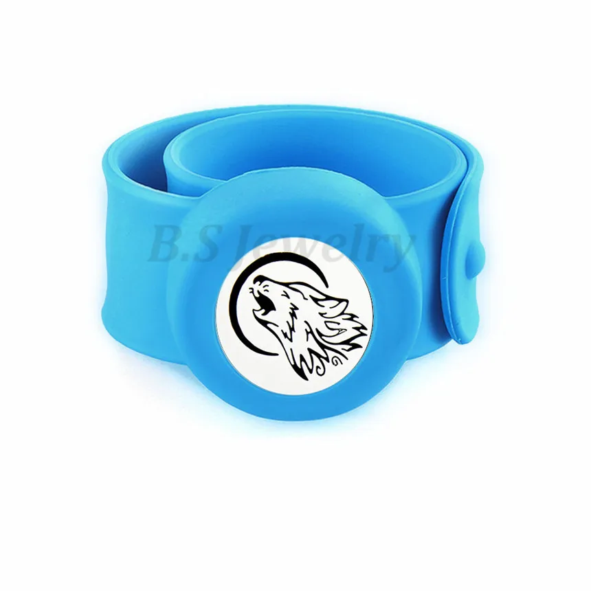 늑대 25mm 디퓨저 로켓 아이들 모기 구충제 팔찌 에센셜 오일 디퓨저 로켓 Stretchable Silicone Slap Bracelet