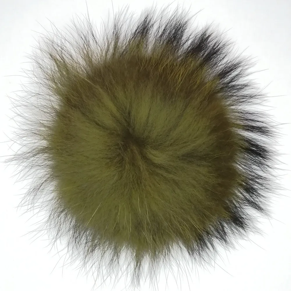 Handmade Raccoon Fur Pompom Ball Accessory For keyring PomPoms Trim with metal snap button fast express delivery