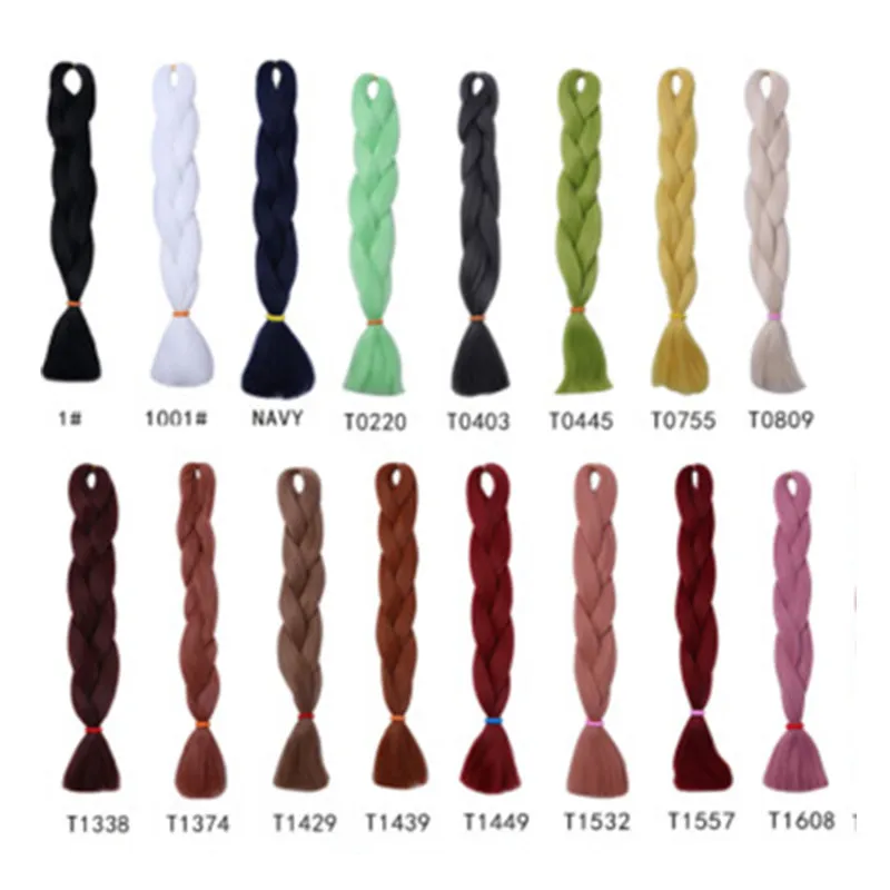 Tressage synthétique Cheveux 24 pouces pliées 80g Couleur unique Jumbo Crochet tresses Twist Synthetic Cheveux Extensions Plus gros stock