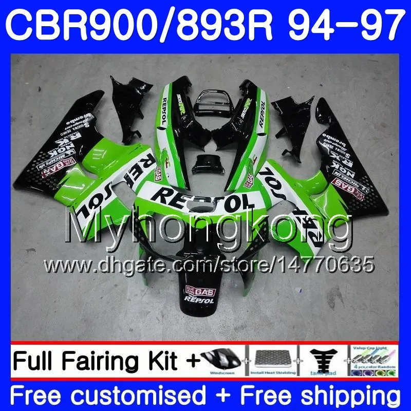 Repsole Green Hot Body voor HONDA CBR893 RR CBR900RR CBR893RR 94 95 96 97 260HM.3 CBR 893 CBR900 RR CBR 893RR 1994 1995 1996 1997 Fairing Kit