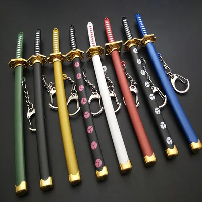 Roronoa Zoro Sword Keychain For Women Men Buckle Toolholder Scabbard Katana Sabre Car Keyrings Gift Key Chains