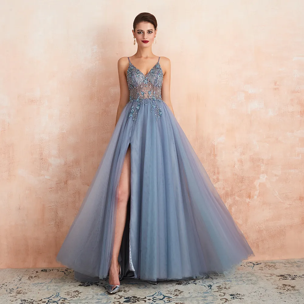 Vestido hotsell gris azulado