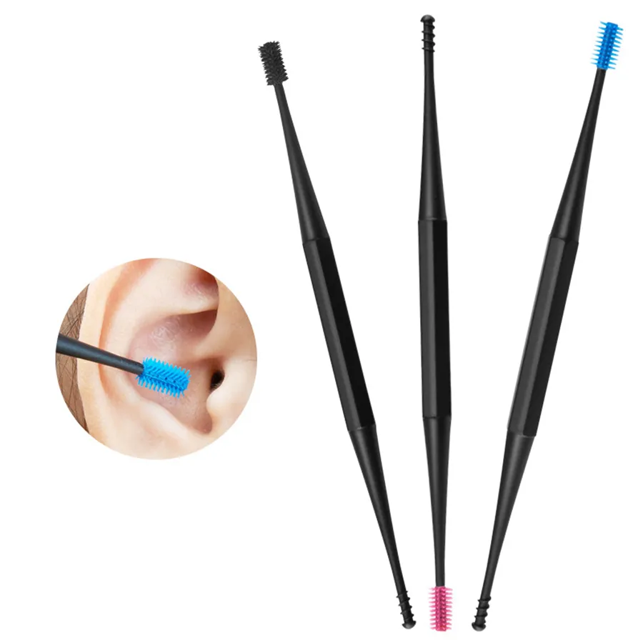 Suave silicone escolher ouvido duas vezes terminou Earpick Wax Cureta Remover Ear Cleaner Colher espiral Ear Limpo Spiral Tool RRA2499