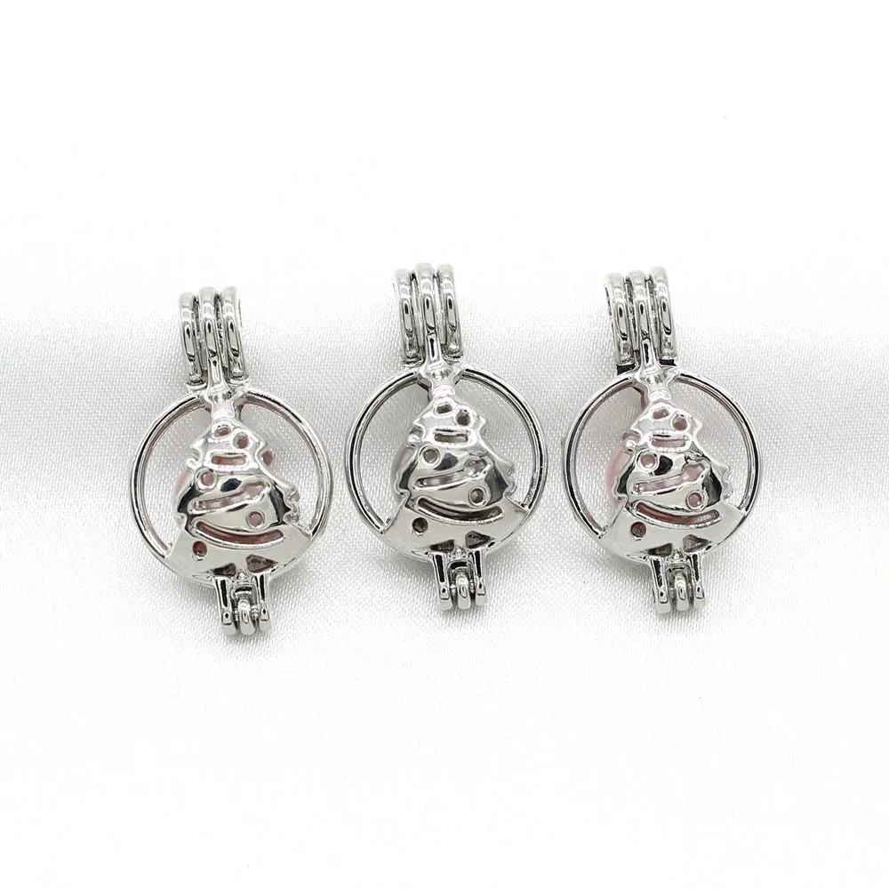 10st Open Silver Julgran Cage Pendant Fragrance Essential Oil Diffuser Cage Lockets Halsband Arom Smycken Charms