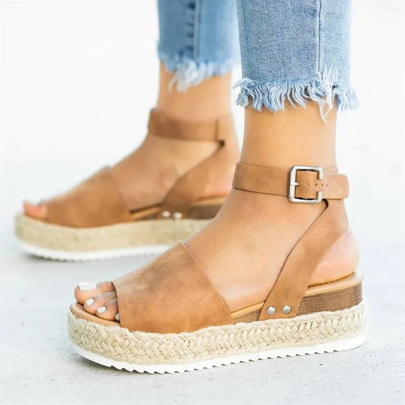 Hot Sale-Monerffi Wedges Skor För Kvinnor Sandaler Plus Storlek Högklackat Sommarskor 2019 Flip Flop Chaussures Femme Platform Sandals 2019