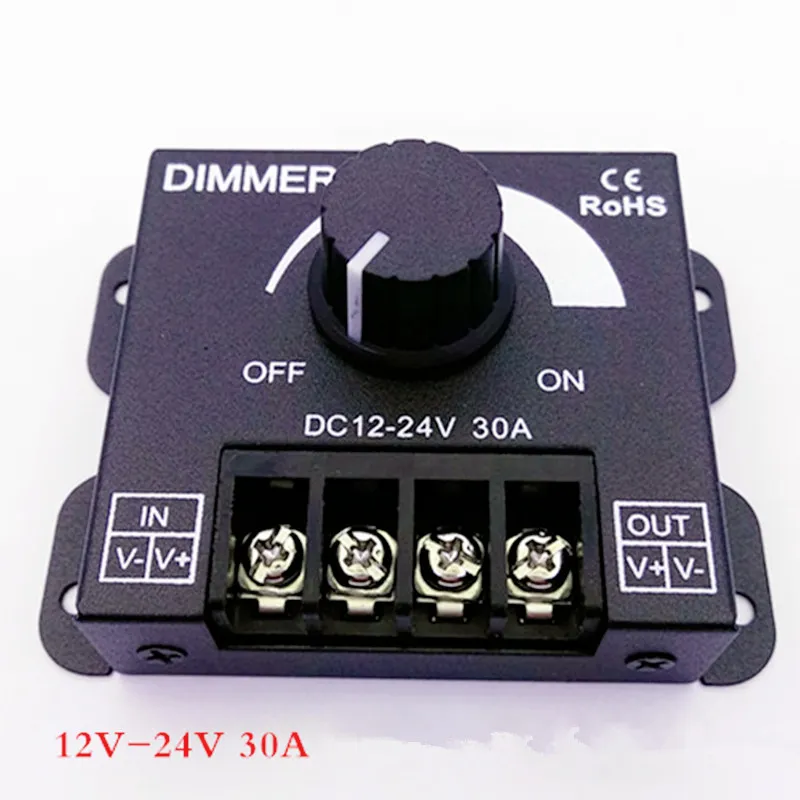 360W 30A DC12-24V LED Dimmer Single Color Switch Brightness Strip Driver Controller for 5050 5630 3014 3528 light