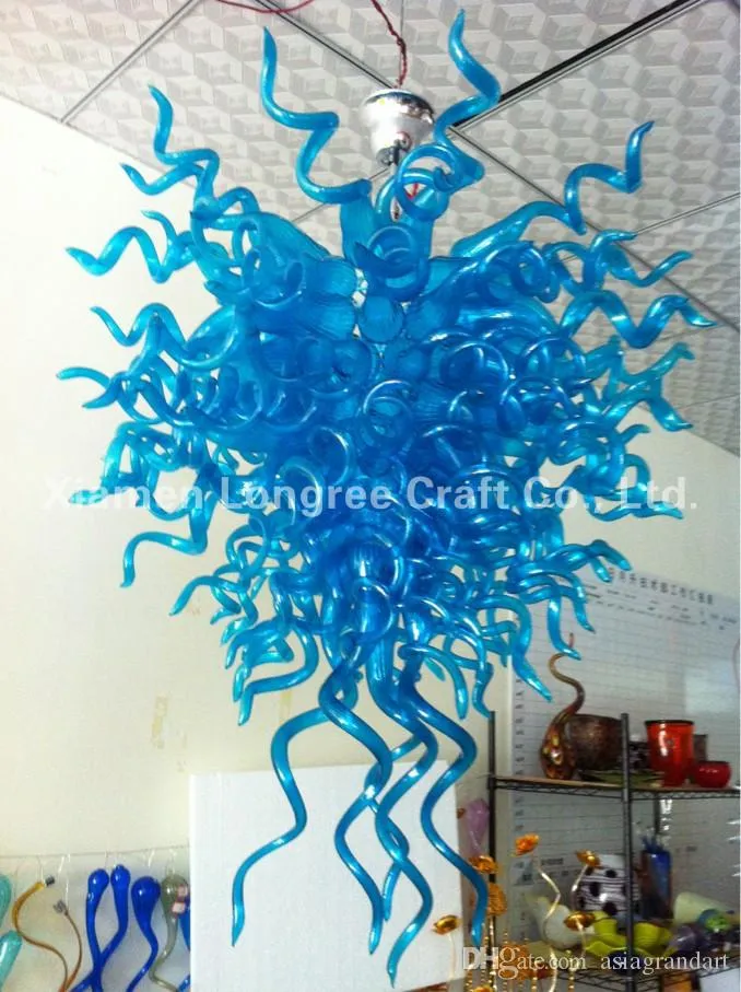 Best Selling Blue Dmuchany Szklany Żyrandol Light Home Decor Glass Nowoczesne Kryształowe Żarówki LED Chihuly Style Chrandelier