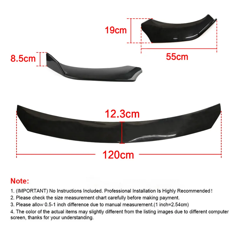 New Adjustable Universal Car Front Bumper Splitter Lip Body Kit Spoiler Diffuser Lip For BMW Benz Audi VW Subaru Honda165A