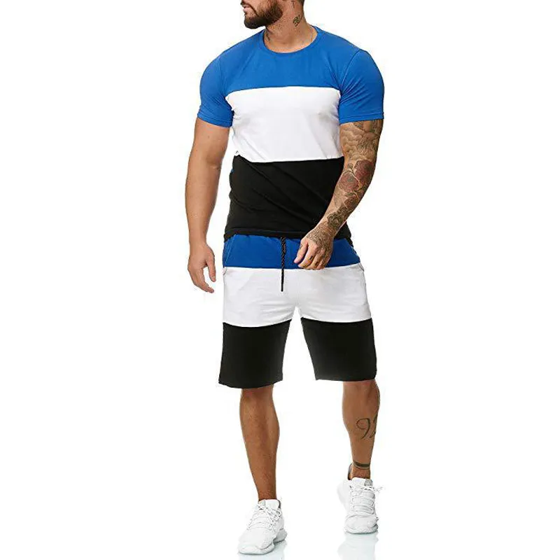 New Men's Sets Mens 2 Piece Outfit Sport Set Short Sleeve t shirt and shorts Summer Leisure Casual Short Thin Sets Suits