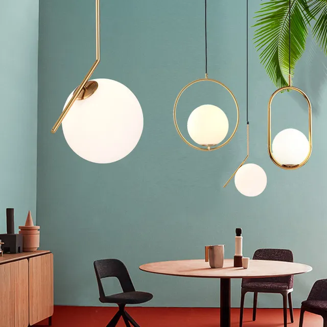 Nowoczesny Minimalist Wisiorek Lampa Światła Nordic Odzież Sufitowa Dekoracja Szklana Kula Lampa do Salonu Sypialnia Jadalnia