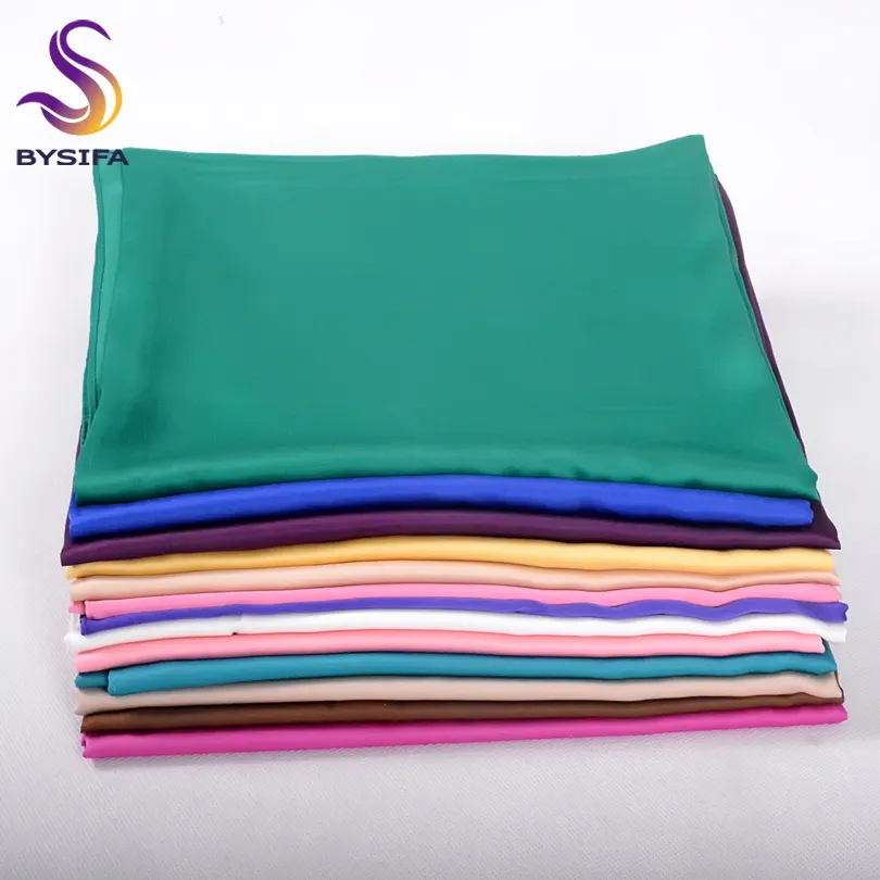 [BYSIFA] New Solid Color Women Large Square Scarves Wraps 100*100cm Autumn Winter Luxury Matt Satin Silk Scarf Brand Head Scarf C19011001