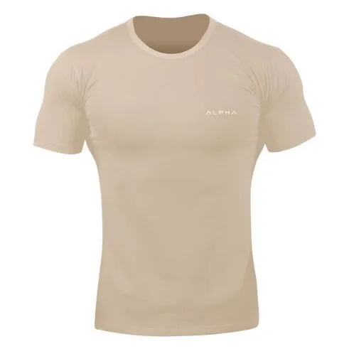 Rashgard Dry Fit Men Running Shirts Short Sleeve Sport Shirt Men Workout Tight Compression Top Tees Cotton Gym Sportswear