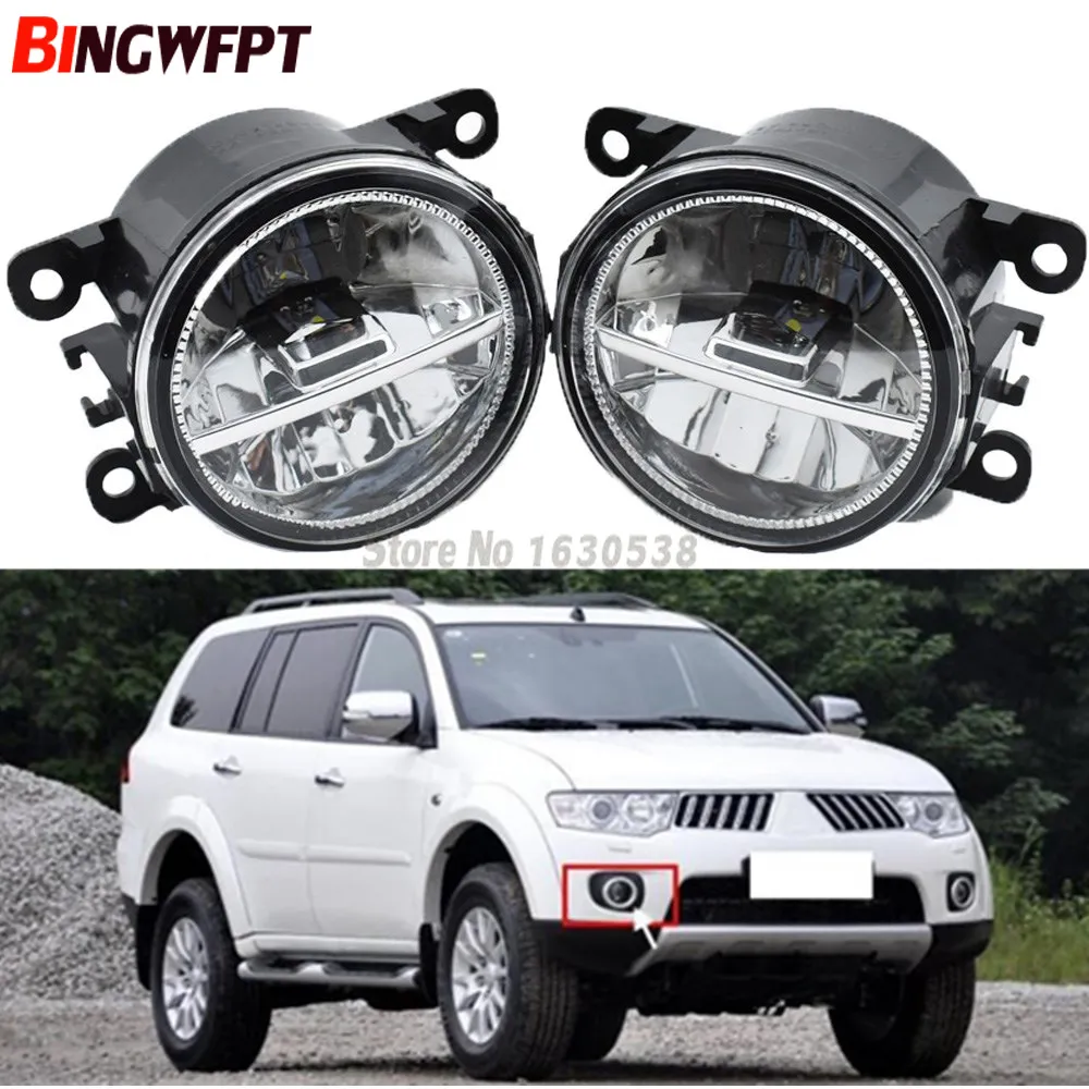 2 pçs / par Fog Lamp Assembly Super Bright LEVOU luz de Nevoeiro Luz de halogéneo Para Misubishi Pajero Montero Sport 2008-2014