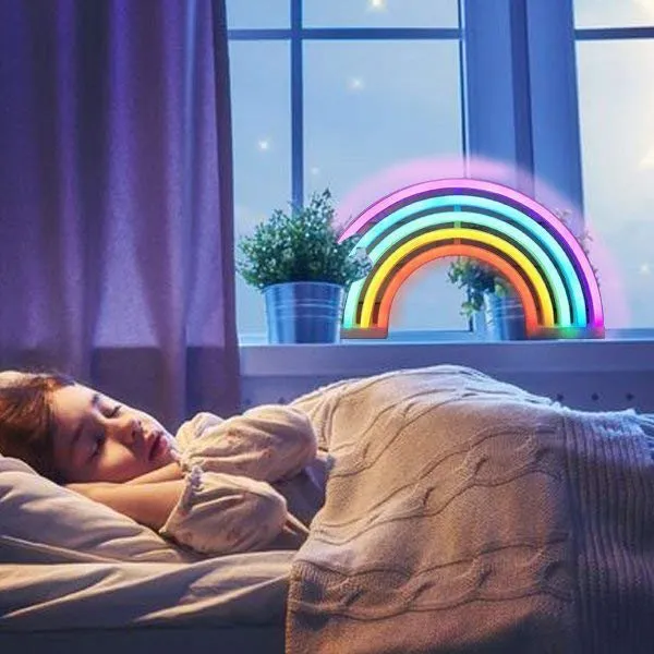 Enseigne au néon arc-en-ciel mignon, lumière/lampe arc-en-ciel LED pour décor de dortoir, lampes au néon décor arc-en-ciel, chambre de filles r, Noël