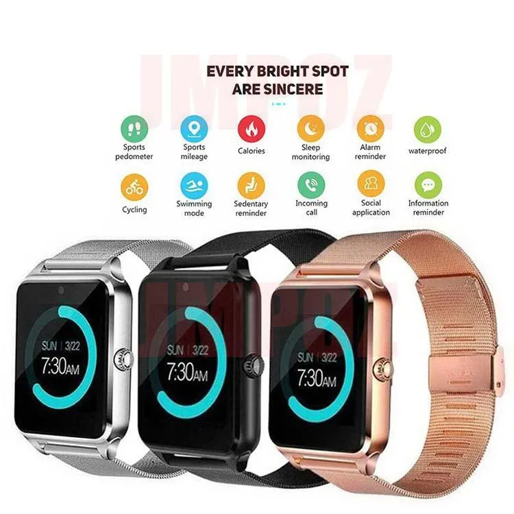 NO BORDERS GT08 Z60 Smart Watch Plus Metal Strap Bluetooth Wrist Smartwatch Support Sim TF Card For Android IOS PK S8 IWO 8