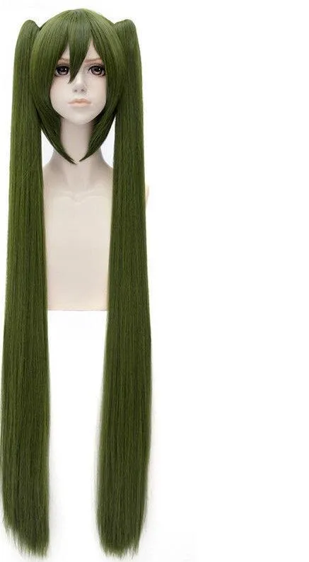 Vocaloid senbonzakura cosplay wig hatsune miku verde peruca + 2 rabos de cavalo