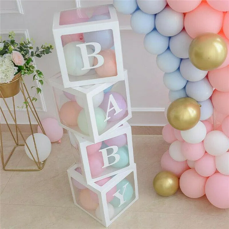 4 pcs Caixa de embalagem transparente caixa de balão de casamento decoração de festa de aniversário de casamento crianças látex macaron balão bebê chuveiro