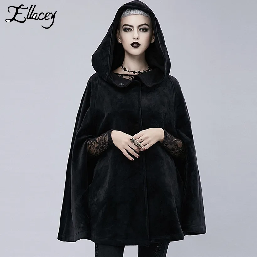 Black velvet on sale hooded coat