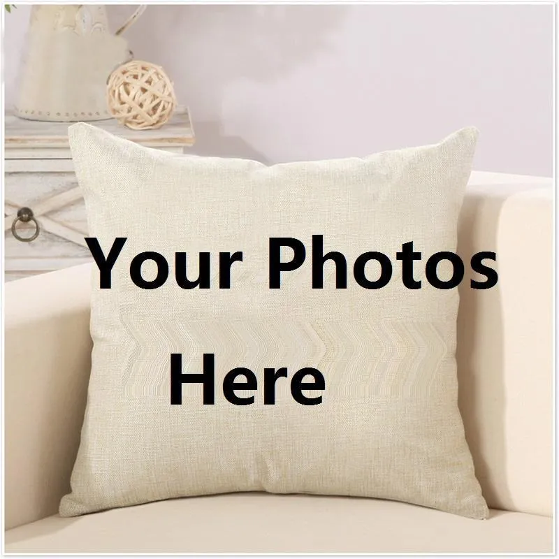 45 * 45 cm Custom Sofa Kussensloop Foto hier Print Pet Huwelijk Personal Life Foto's Personaliseer Cadeau Thuis Kussen Cover Kussensloop 16 * 16 inch