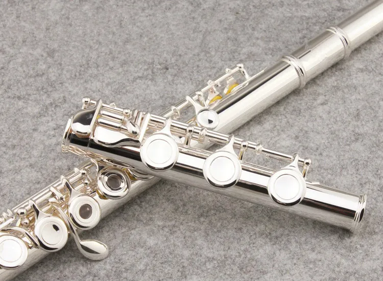 Professional SUZUKI 17 Holes Open Flute C Tone Flute High Quality Cupronickel Silver Plated Musical Instruments with E Key Case