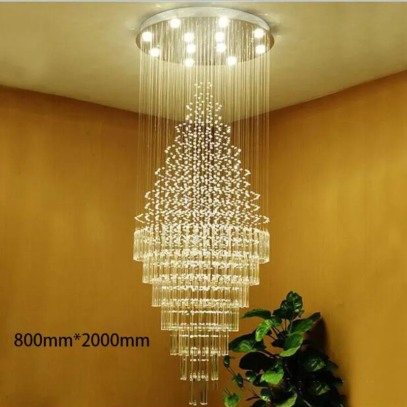 Modern LED Crystal Chandelier Lighting Fixtures Hängande Cristal Long Loft Glass Balls Pendant Light för vardagsrum Trappa