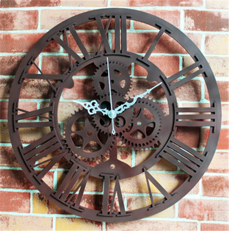 European Antique Gear Wall Clock Vintage Mechanical Gear 32" Wall