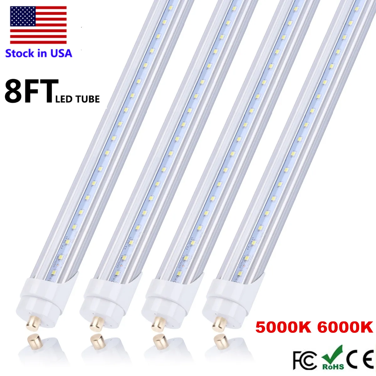 8 Foot Led Lights, F96T12 8ft Led Bulbs Fluorescent Replacement, T8 T10 T12 96" 45Watt FA8 Single Pin LED Shop Lights, Ballast Bypass, Workshop, Warehouse Lamp