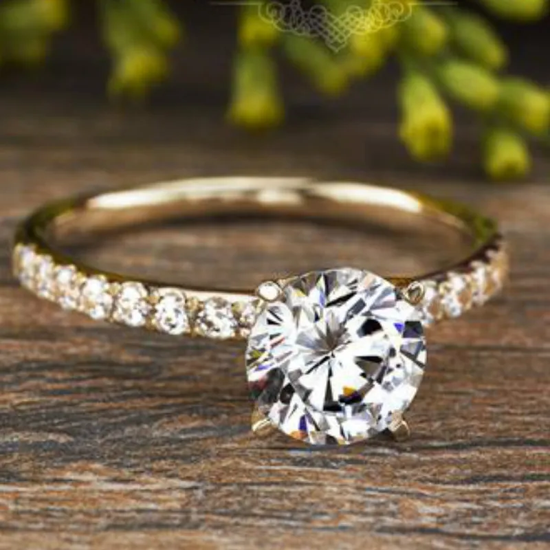 Tradycyjny Klasyczny Modne 925 Sterling Silver Natural Diamond Biały Ring Bride Engagement Jewelry Miłość Rozmiar 6-10