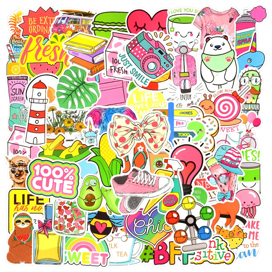 Aesthetic Stickers 100 Pcs Cute Vsco Sticker Pack Waterproof Vinyl Decals Stickers for Water Bottle Laptop Hydro Flasks Phone Case Scrapbook Scooter