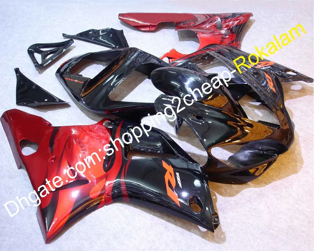 Customized Body Work Parts YZF1000 R1 00 01 Fairing For Yamaha YZF R1 2000 2001 Red Flame Black Motorcycle Fairings (Injection molding)