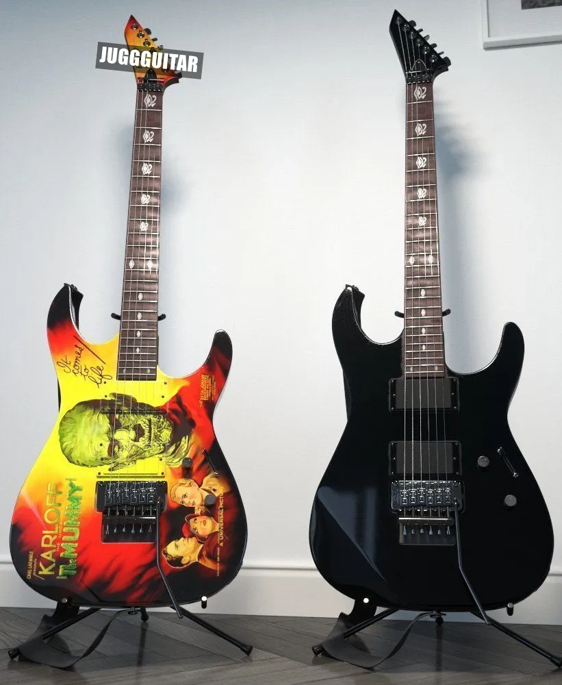 Custom kirk Hammett LTD KH-3 Karloff Mummy Monster Movies Collection Electric Guitar Reverse Headstock, Copy EMG Pickups, Floyd Rose Tremolo