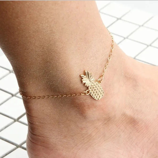 Euramerican stil ananas anklet armband guld färg mode fot smycken tillbehör härliga strand anklets för kvinnor