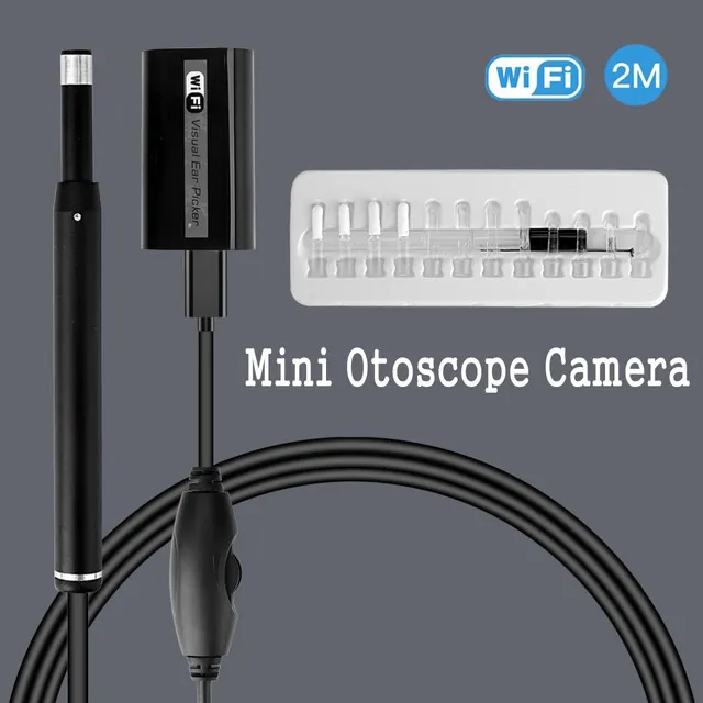 Endoscope de retrait de cérumen, otoscope sans fil 1080p HD WiFi