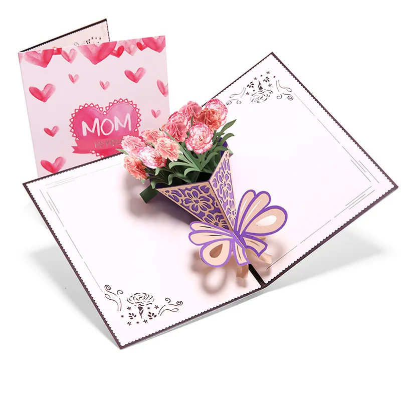 Carte De Vœux Pop-up 3D Bouquet De Fleurs - Taille Réelle, Papier Recyclable - Pour Anniversaire, Fête Des Mères, Remerciements