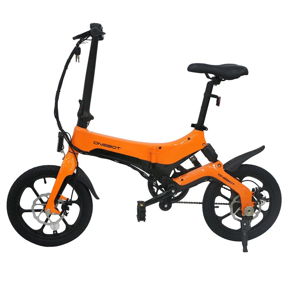 ONEBOT S6 Bärbar hopfällbar elcykel 250W Motor Max 25km/h 6,4Ah Batteri - Orange