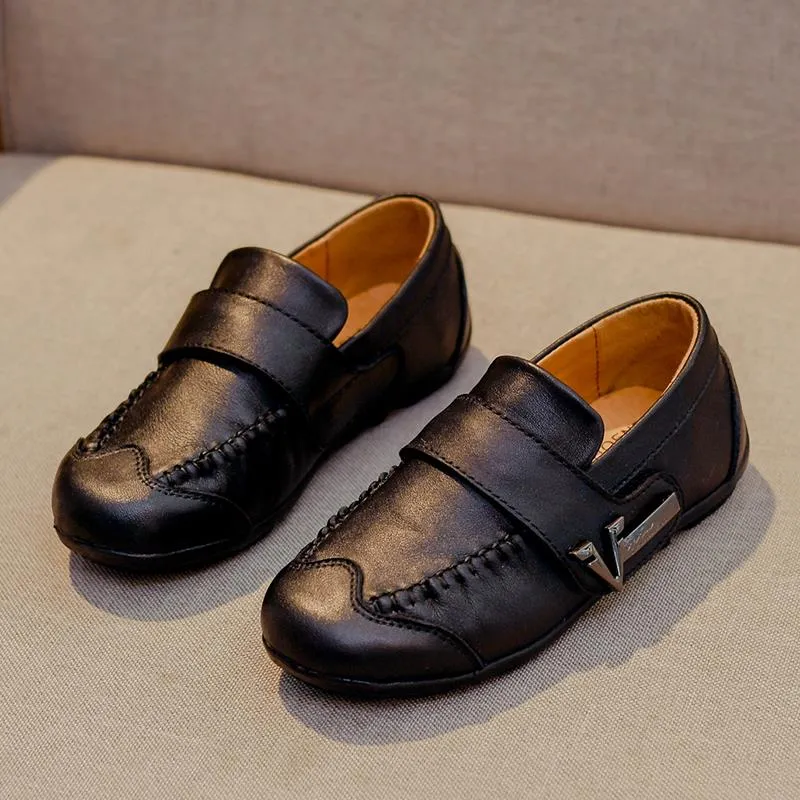 Jongens lederen schoenen voor kinderen jurk formele school trouwschoenen kinderen Oxford banket zwarte rubberen zool loafers