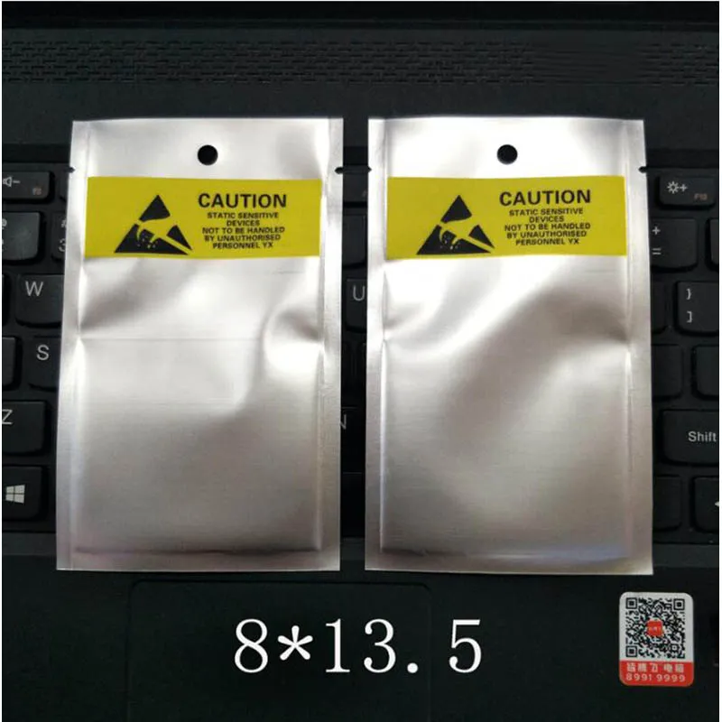 1000pcs 8*13.5cm /10x15cm Anti-Static Packaging bags Antistatic ESD Bags Top Open for cellphone battery usb cable Free FAST Shipping