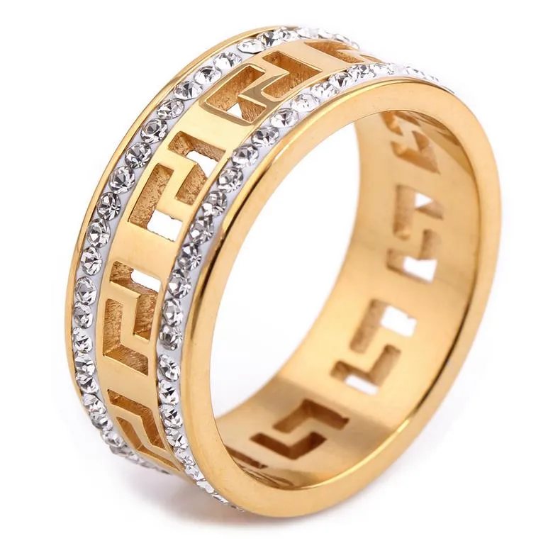 Retro Golden Link Ring Mens WatchBand Design Tennis Ring Men Gold