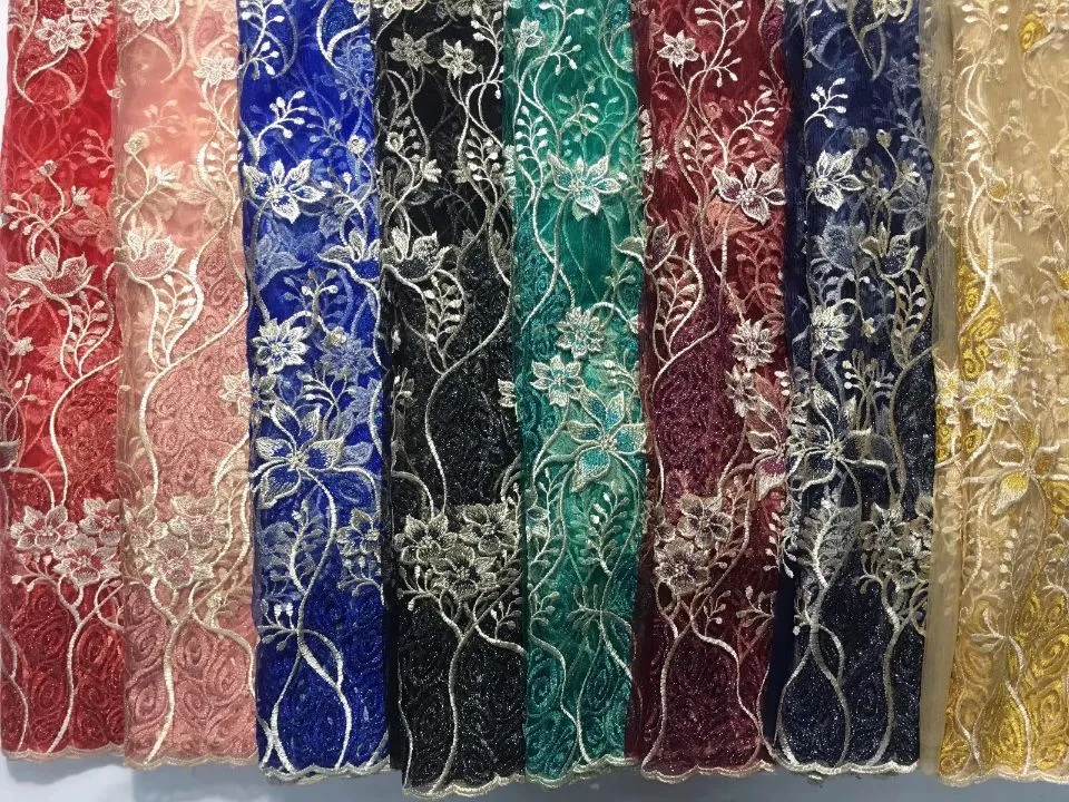 5Yards Pc Hot Sale Red Flower Design French Net Lace Fabric And