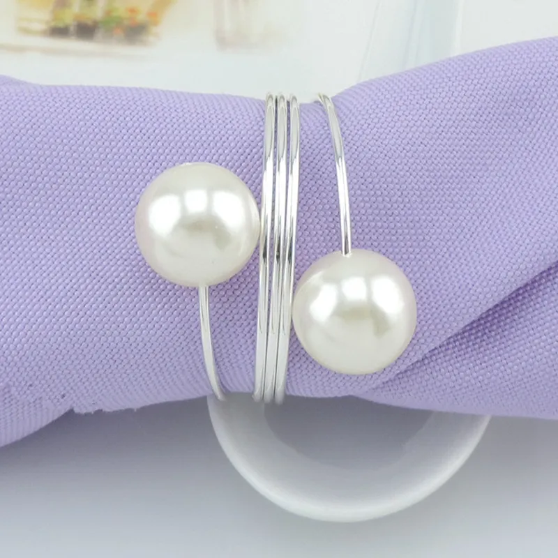 Pearl Napkin Ring Metal Napkin Buckle Serviette Holder For Hotel Restaurant Table Decoration Wedding Supplies