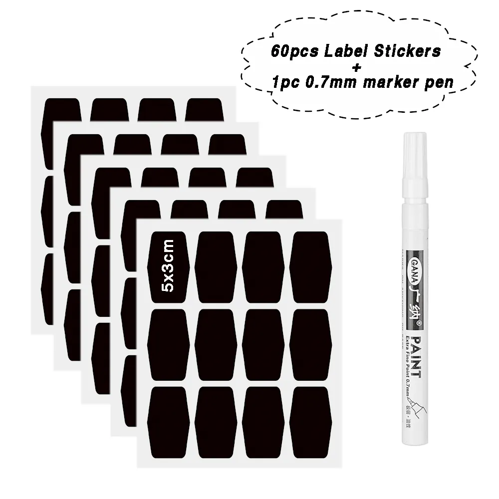 60 adet Mutfak Kavanozları Sticker Depolama Organizatör Etiket Sticker Kavanoz Baharatlar Için Etiketler Şişeler Kavanoz Reçel Etiketleri Blackboard Spice Etiketler