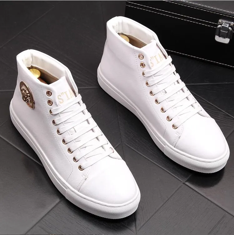 Mens High Top Canvas Dress Sneakers For Men Spring Autumn Fashion With Lace Up And Solid Colors White From Factory Miaozhuo Bulk 50.4 DHgate.Com