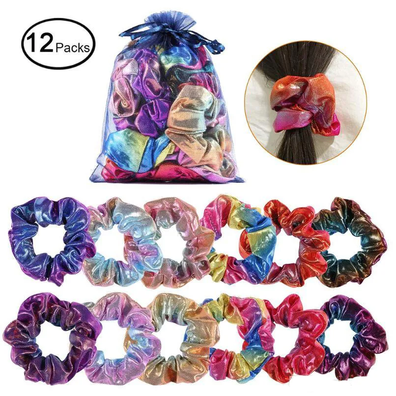 Scrunchies in tessuto con polvere glitterata alla moda Accessori per capelli per donne Fasce elastiche per capelli Ragazze eleganti cravatte per capelli coda di cavallo