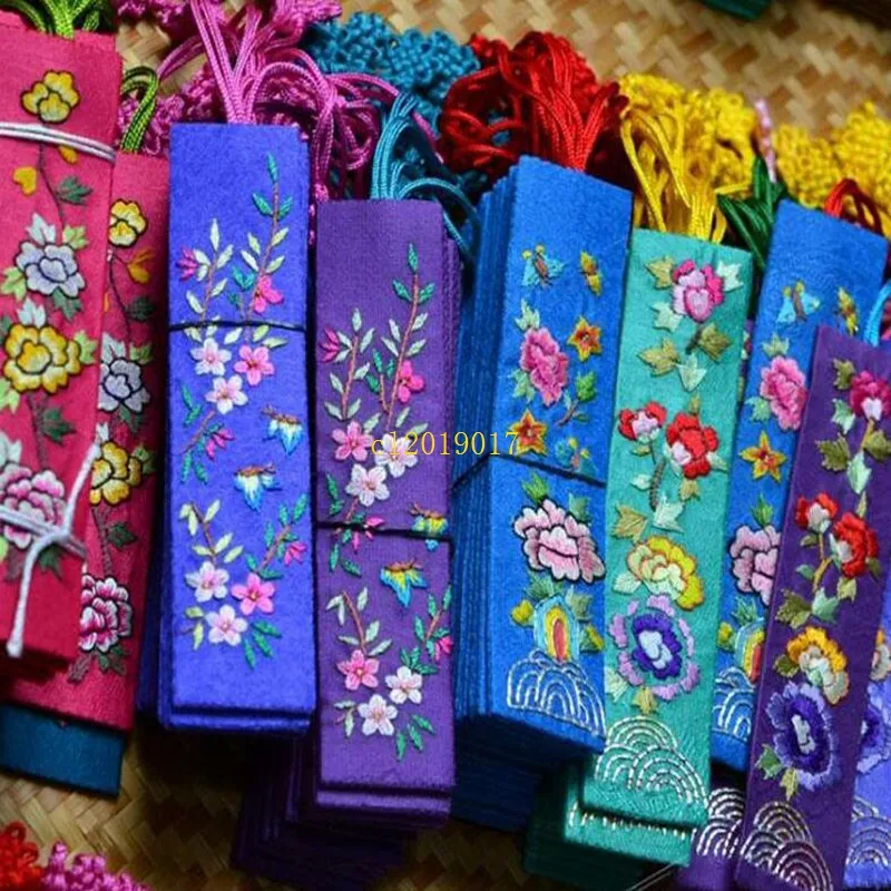 Traditional Chinese Gift Style Embroidery Bookmark Fabric Cloth Chinese Knot Bookmarker Party Favor Free Shipping