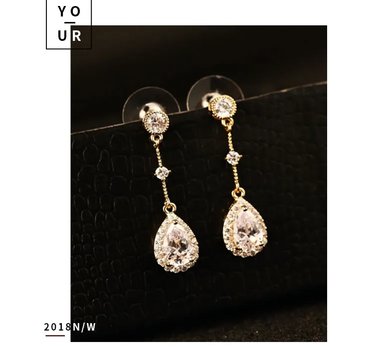 Super glittering ! fashion designer long tassel diamond zircon long drop pendant stud dangle earrings for woman girls